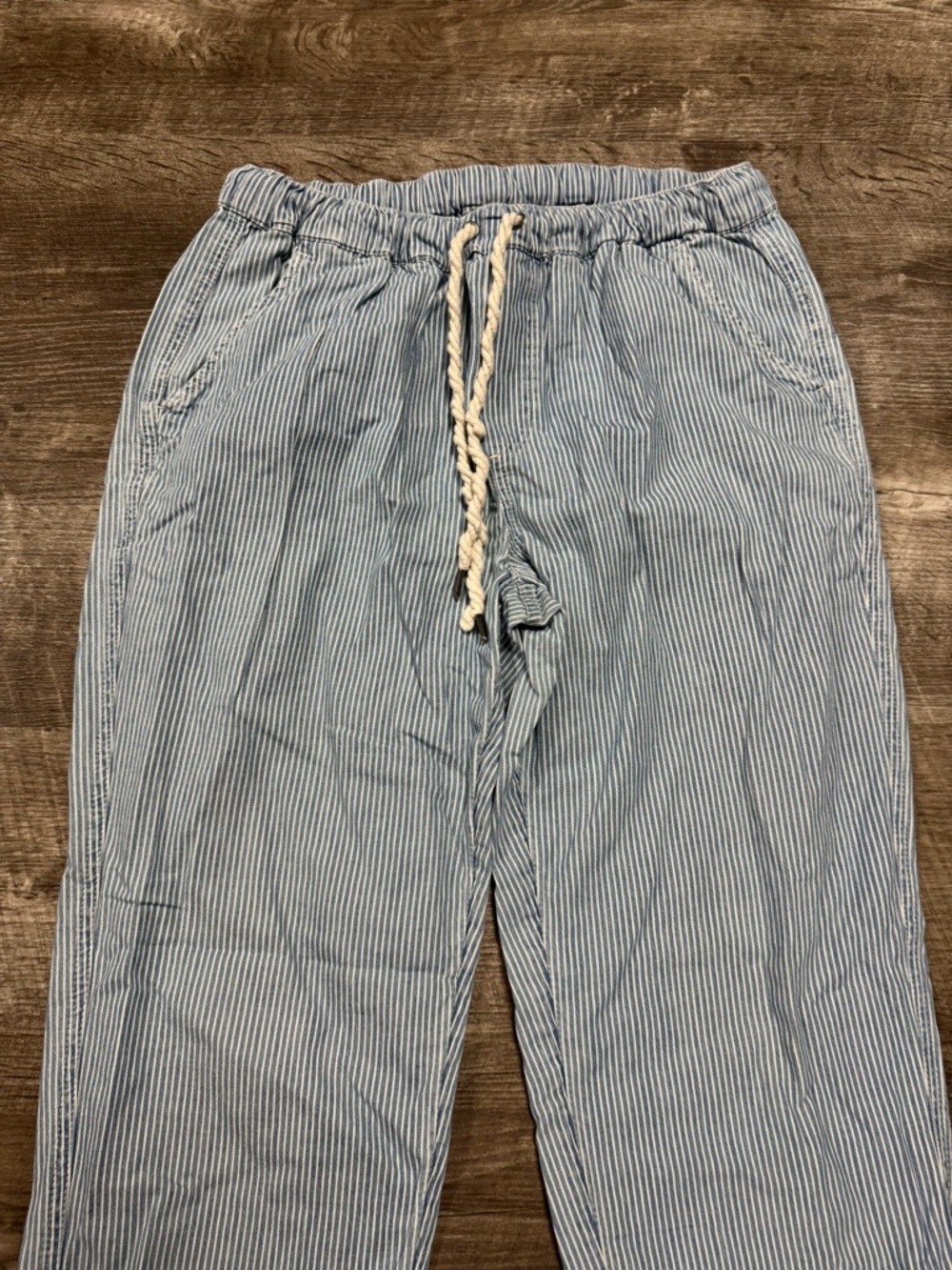 Aerie 100% Cotton Blue & White Striped Joggers Size Small - Picture 2 of 8